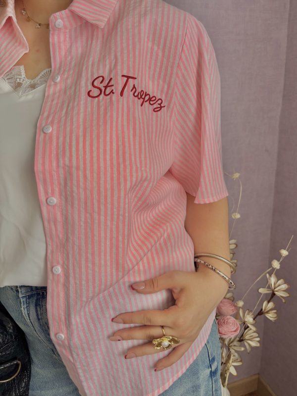 Chemise rayée rose "St Tropez"