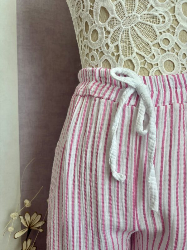Pantalon rayé rose "Lewis"