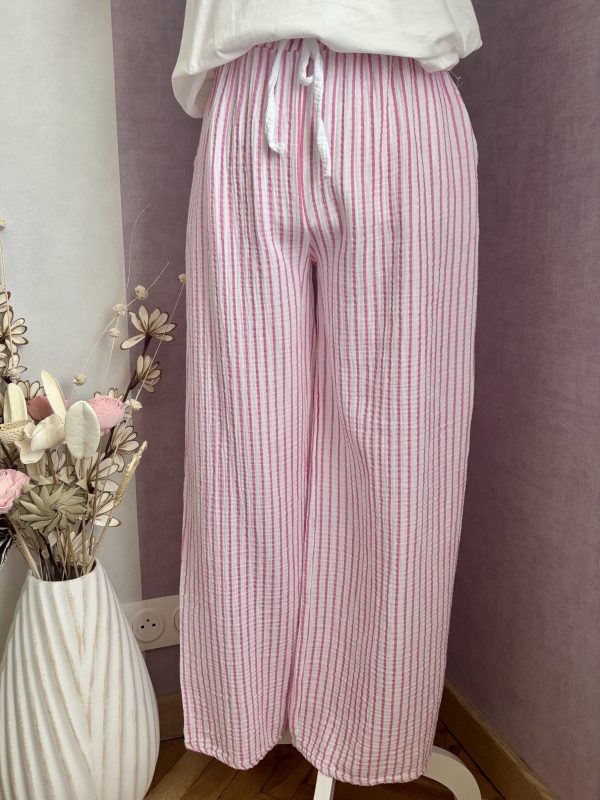 Pantalon rayé rose "Lewis"