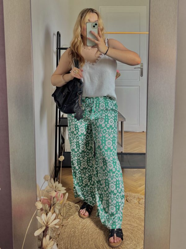 Pantalon vert motifs "Charles" - 38