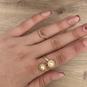 Bague breloque dorée - TU